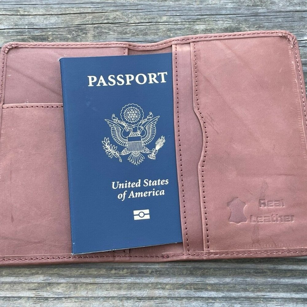 Leather Passport Holder Handmade Bifold Card Holder Bording Pass Holder Wallet